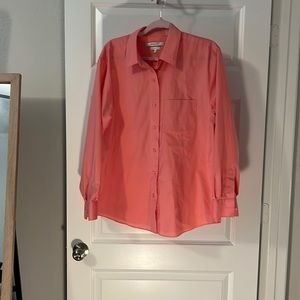 Foxcroft peachy pink button down 16 cotton blend work wear business bright color